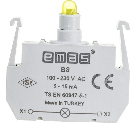 Блок-контакт подсветки Emas ВS с жёлтым светодиодом, серия B, 100-230В AC BS 1