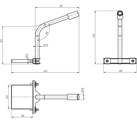 Кронштейн на опору ЭРА, SPP-AC3-0-350-048, с 1 хомутом, 625460280, d 48 ...