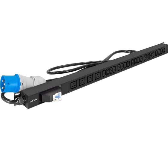Блок розеток вертикальный ExeGate ServerPro PDU-V420 Al-20C134C19-IEC309-32A-1P 19, 1U, Алюминий, 20 IEC 320 C13, 4 IEC 320 C19, IEC 60309 32A 2P+E, VDE-250V- 296174 1
