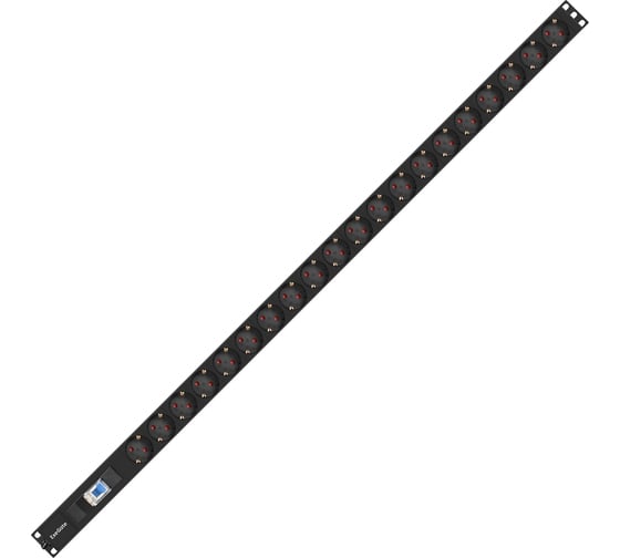 Блок розеток вертикальный ExeGate ServerPro PDU-V201 Al-20S-EU3-1P 19, 1U, Алюминий,20 Schuko, кабель с евровилкой VDE-250V-16A-3*2.5mm2, 2.8 метра, автомат з 296173