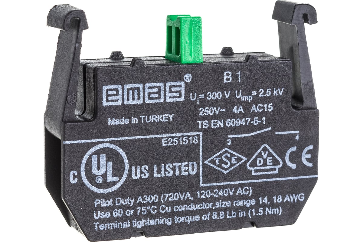 Блок-контакт Emas Старт, 1НО, серия B, 250В AC, 4А B1 - выгодная цена,  отзывы, характеристики, фото - купить в Москве и РФ