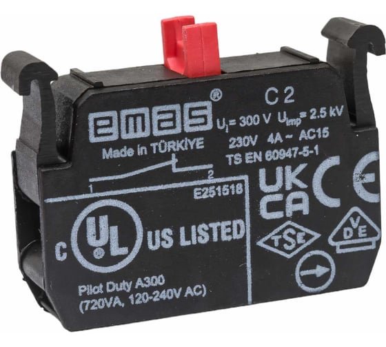 Блок-контакт Emas Стоп, 1НЗ, серия C, 250В AC, 4А C2