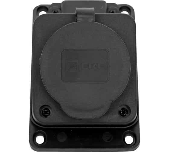 Настенная наклонная розетка EKF с крышкой, каучуковая, 230В, 2P+PE, 16A, IP44, RPS-019-16-230-44