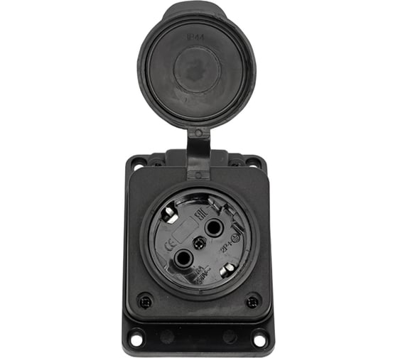 Настенная наклонная розетка EKF с крышкой, каучуковая, 230В, 2P+PE, 16A, IP44, RPS-019-16-230-44