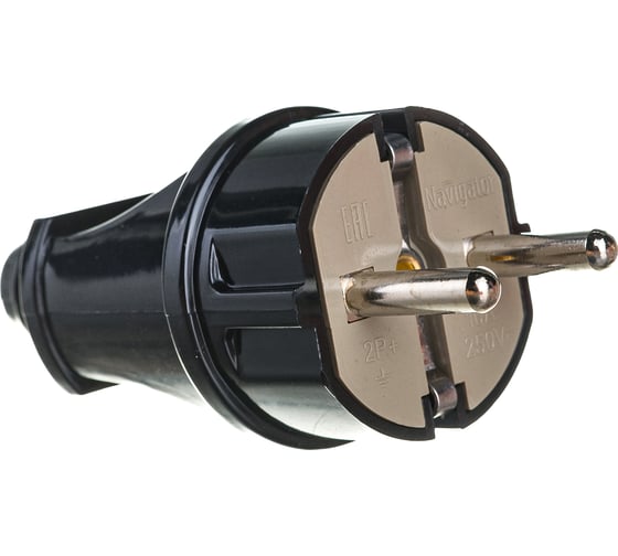 Вилка Navigator NCA-PL02-16A-E-BL, прямая, с заземлением, черная 61360