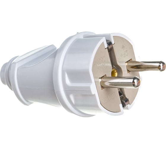 Вилка Navigator NCA-PL02-16A-E-WH, прямая, с заземлением, белая 61359