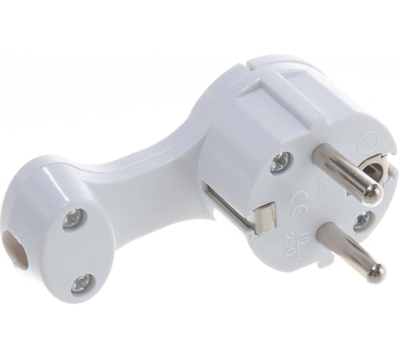 Вилка Navigator NCA-PL06-16A-E-WH, с заземлением, плоская, белая 61365