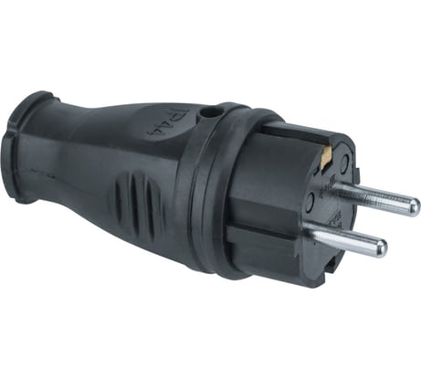 Вилка Navigator NCA-PLR02-16A-E-IP44-BL, с заземлением, прямая, каучук, черная 61368