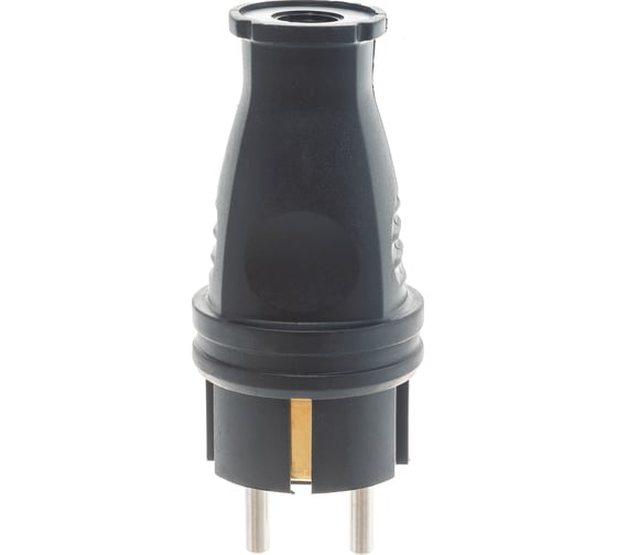 Вилка Navigator NCA-PLR02-16A-E-IP44-BL, с заземлением, прямая, каучук, черная 61368