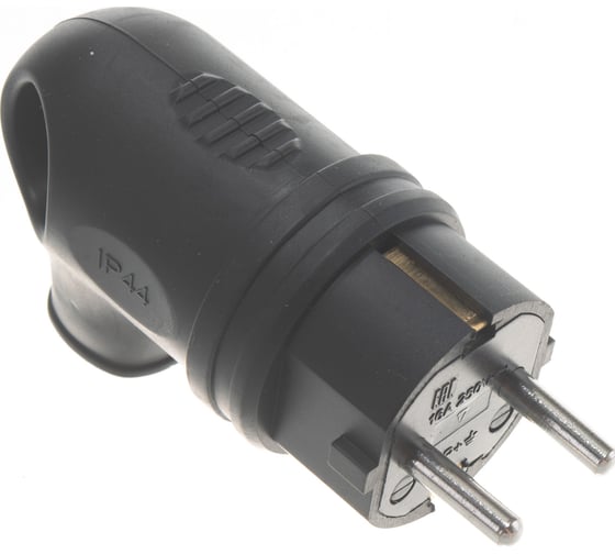 Вилка Navigator NCA-PLR01-16A-E-IP44-BL, с заземлением, угловая, каучук, черная 61367