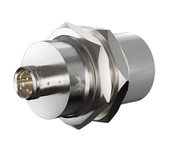 Индуктивный датчик Prompower KT130-D25NB-DS1253-LY, латунь, незаподлицо, М30, 25 мм, NPN-НЗ, разъём М12 KT130D25NBDS1253LY