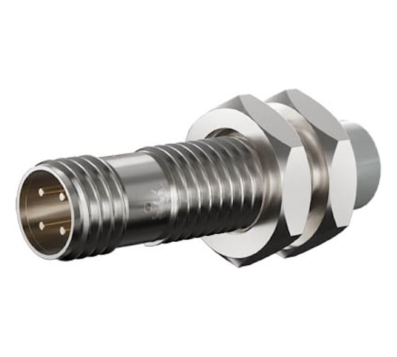 Индуктивный датчик Prompower KT112-D08PB-DS1250-LY, латунь, незаподлицо, М12, 8 мм, PNP-НЗ, разъём М12 KT112D08PBDS1250LY
