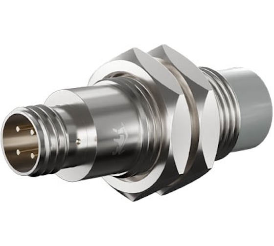 Индуктивный датчик Prompower KT118-D16PB-DS1253-LY, латунь, незаподлицо, М18, 16 мм, PNP-НЗ, разъём М12 KT118D16PBDS1253LY