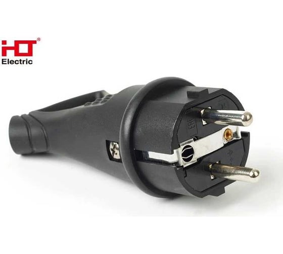 Вилка угловая каучуковая HLT с ушком (20 шт в упак) 2Р+РЕ 16А 250В IP44 083-05-07
