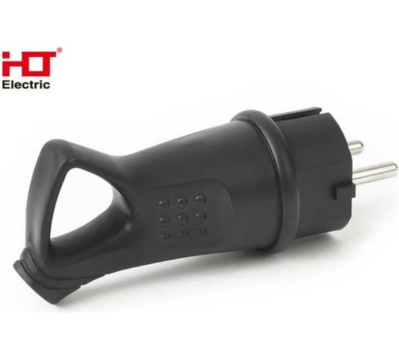 Вилка угловая каучуковая HLT с ушком (20 шт в упак) 2Р+РЕ 16А 250В IP44 083-05-07