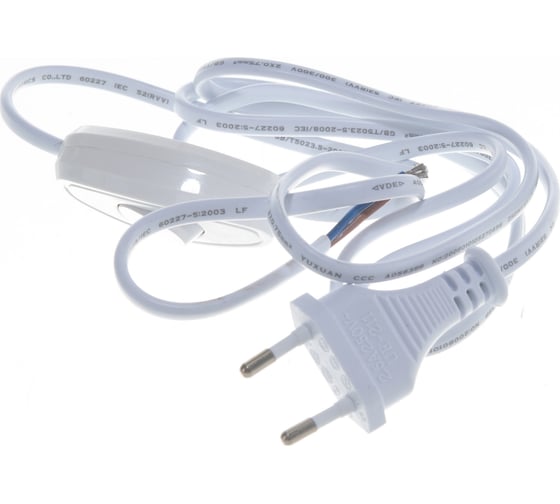 Шнур Navigator, NPS-FS-170-2x0.75-WH, 1.7м, с выключателем, белый 94667