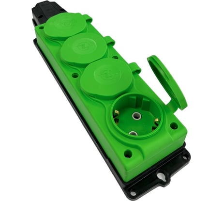 Каучуковая кабельная колодка NVO 4 гнезда с крышками и заземлением 16А IP54 зеленая 4134 NVO-KI-K-4-1PEN-16-54-GREEN