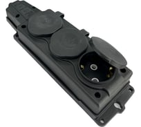 Каучуковая кабельная колодка NVO 3 гнезда с крышками и заземлением 16А IP54 черная 4103 NVO-KI-K-3-1PEN-16-54-BLACK