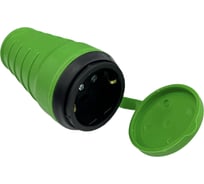 Каучуковая кабельная розетка NVO с заземлением и крышкой 16А IP44 зеленая 4502 NVO-KI-R-1PEN-16-IP44-GREEN