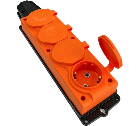 Каучуковая кабельная колодка NVO 4 гнезда с крышками и заземлением 16А IP54 оранжевая 4114 NVO-KI-K-4-1PEN-16-54-ORANGE