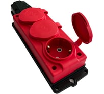 Каучуковая кабельная колодка NVO 3 гнезда с крышками и заземлением 16А IP54 красная 4123 NVO-KI-K-3-1PEN-16-54-RED