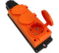 Каучуковая кабельная колодка NVO 3 гнезда с крышками и заземлением 16А IP54 оранжевая 4113 NVO-KI-K-3-1PEN-16-54-ORANGE