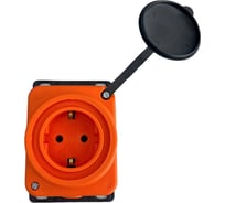 Каучуковая кабельная колодка NVO 1 гнездо с крышкой и заземлением 16А IP44 оранжевая 4303 NVO-KI-K-1-1PEN-16-54-ORANGE