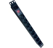 Блок розеток NTSS 19", 1U, алюминий, 1ф16A, 3.7кВт, (8) Schuko CEE 7/7, выкл. с подсв.и крыш., вх. 60320 С20 NTSS-PDU-DA2031