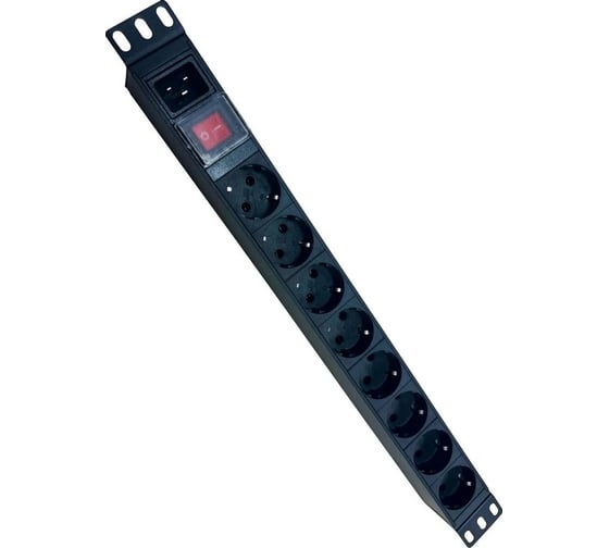 Блок розеток NTSS 19", 1U, алюминий, 1ф16A, 3.7кВт, (8) Schuko CEE 7/7, выкл. с подсв.и крыш., вх. 60320 С20 NTSS-PDU-DA2031 1