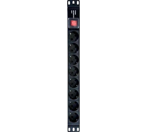 Блок розеток NTSS 19", 1U, алюминий, 1ф16A, 3.7кВт, (8) Schuko CEE 7/7, выкл. с подсв.и крыш., вх. клеммн. колодка NTSS-PDU-DA2030 1