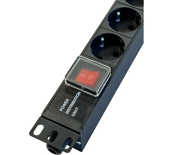 Блок розеток NTSS 19", 1U, алюминий, 1ф16A, 3.7кВт, (8) Schuko CEE 7/7, выкл. с подсв.и крыш., вх. клеммн. колодка NTSS-PDU-DA2030
