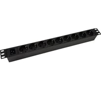 Блок розеток NTSS 19", 1U, алюминий, 1ф16A, 3.7кВт, (9) Schuko CEE 7/7, вх. 60320 C20 NTSS-PDU-DA2035
