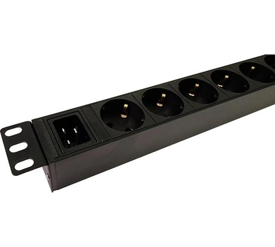 Блок розеток NTSS 19", 1U, алюминий, 1ф16A, 3.7кВт, (9) Schuko CEE 7/7, вх. 60320 C20 NTSS-PDU-DA2035