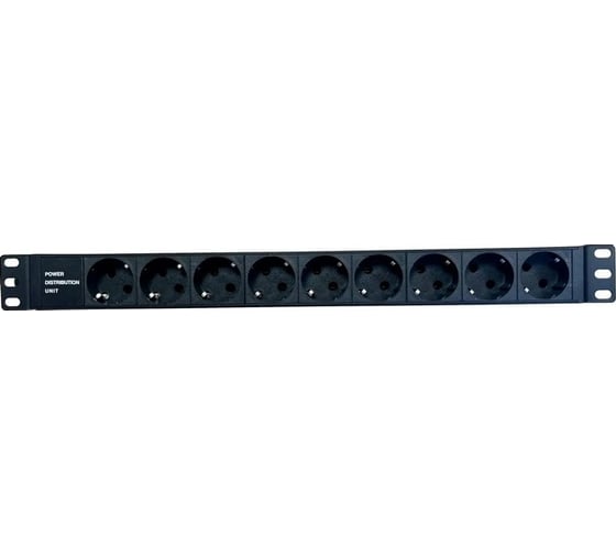 Блок розеток NTSS 19", 1U, алюминий, 1ф16A, 3.7кВт, (9) Schuko CEE 7/7, вх. клеммн. колодка NTSS-PDU-DA2037 1