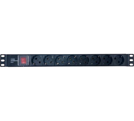 Блок розеток NTSS 19", 1U, пластик, 1ф10A, 2.3кВт, (8) Schuko CEE 7/7, выкл. с подсв.и крыш., вх. 60320 С14 NTSS-PDU-DA1015