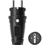 Ударопрочная вилка PCE каучук 16А 220V 2P+E IP54 корпус черный, маркер черный 0522-ss