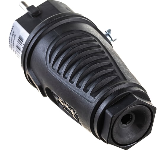 Ударопрочная вилка PCE каучук 16А 220V 2P+E IP54 корпус черный, маркер черный 0522-ss