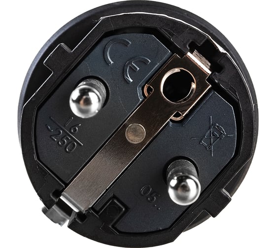 Ударопрочная вилка PCE каучук 16А 220V 2P+E IP54 корпус черный, маркер черный 0522-ss