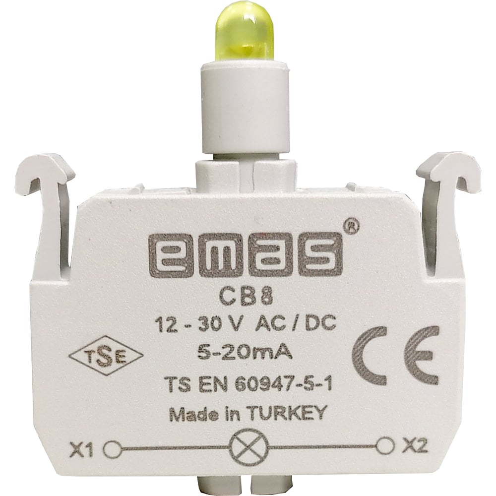 Блок-контакт подсветки Emas с жёлтым светодиодом, серия C, 12-30 В AC ...