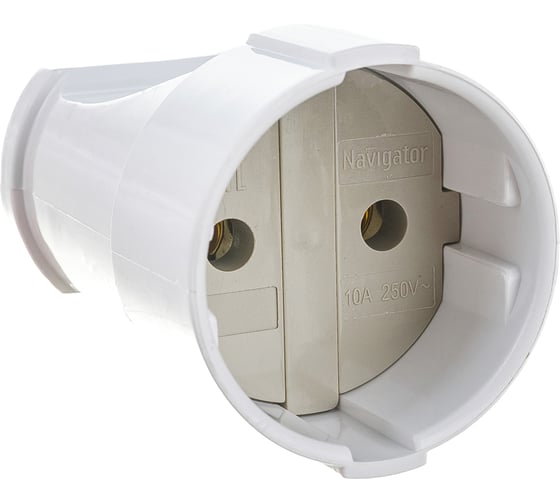 Розетка Navigator NCA-SK01-10A-X-WH, без заземления, переносная, белая 61716