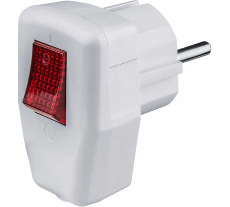 Угловая вилка с выключателем Navigator NCA-PL05-16A-ESC-WH с заземлением, белая 61364