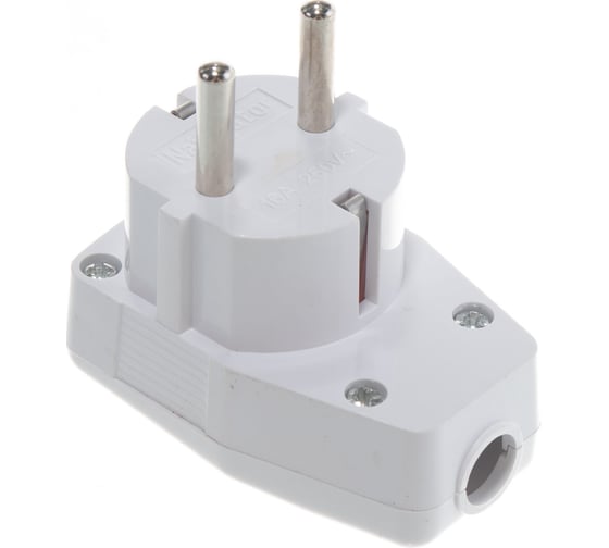 Угловая вилка с выключателем Navigator NCA-PL05-16A-ESC-WH с заземлением, белая 61364