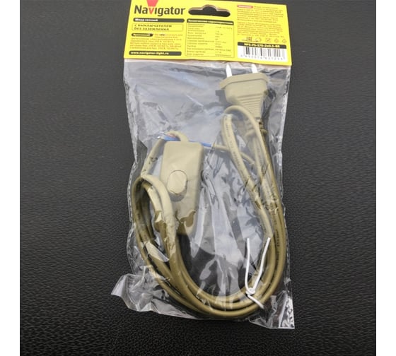 Шнур Navigator NPS-FS-170-2x0.5-BR, 1.7м, с выключателем, коричневый 61721