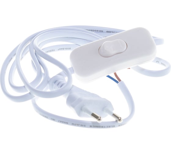 Шнур Navigator NPS-FS-170-2x0.5-WH, 1.7м, с выключателем, белый 61724