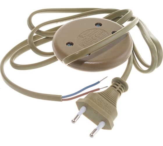 Шнур Navigator NPS-FS01-170-2x0.5-BR, 1.7м, с выключателем, коричневый 61718