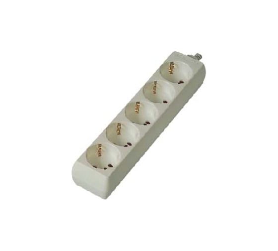 Розеточная колодка General Lighting Systems пластик 16А 5 мест с заземлением без выключателя белая IP20 GSB-16-5-G-IP20 470024 1