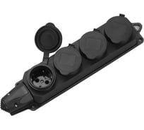 Розеточная колодка General Lighting Systems GSB-16-4-G-IP44 (16 А, 4 места, с/з, IP44, черная, каучук) 470029