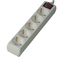 Розеточная колодка General Lighting Systems пластик 16А 5 мест с заземлением с выключателем белая IP20 GSB-16-5-G-S-IP20 470025