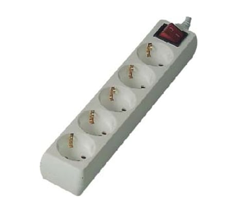 Розеточная колодка General Lighting Systems пластик 16А 5 мест с заземлением с выключателем белая IP20 GSB-16-5-G-S-IP20 470025