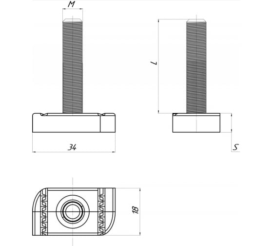 Т-болт УМС М10x30 20 шт TB-10-30